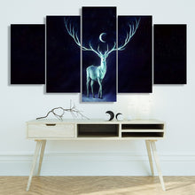 Load image into Gallery viewer, Modern Canvas Art Painting Frame Room HD Print Wall Art 5 Panel Abstract Picture Moonlight Animal Deer Poster Home Decor PENGDA
