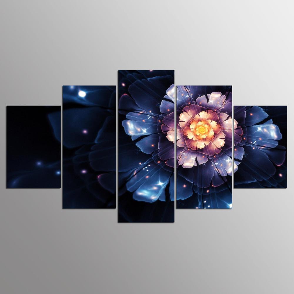 Printed Modular Picture Large Canvas Painting For Bedroom Living Room Home Wall Art Decor 5 Panel Beautiful Flowers PENGDA