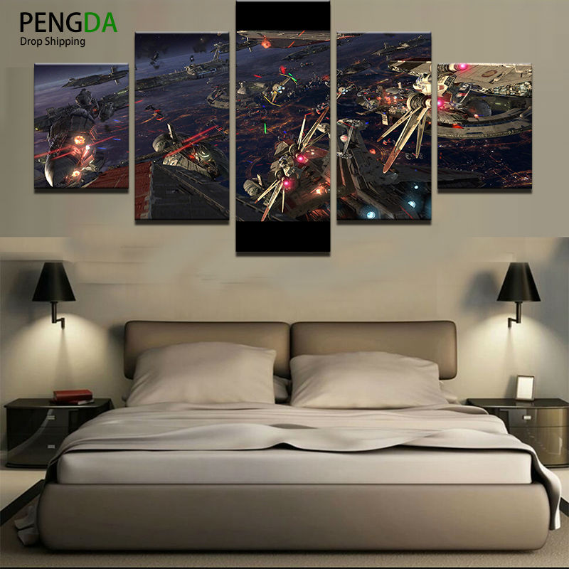 Modern Home Wall Decor Canvas Picture Art HD Print 5 Pieces Game Starfighter Trade Federation Battleship Painting On Canvas Art
