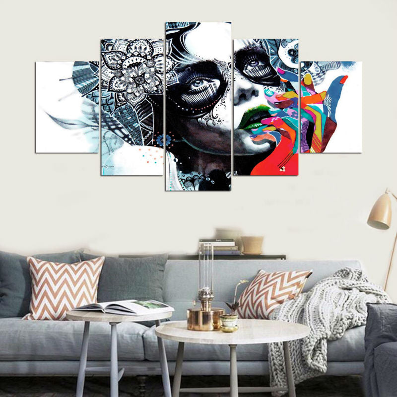 Canvas Painting Wall Art Abstract Decorative Frames Pictures 5 Panel Beautiful Girls For Living Room Bedroom Oil Prints PENGDA