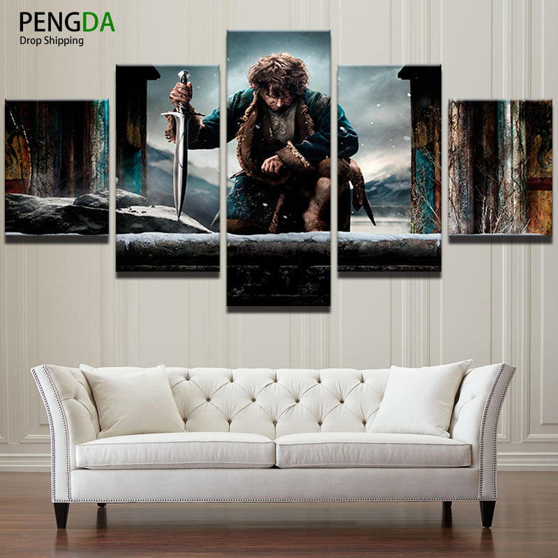Canvas HD Printed Painting For Living Room Wall Art Frame Modern Artworks 5 Panel Movie Poster Lotr Hobbit Picture Decor PENGDA