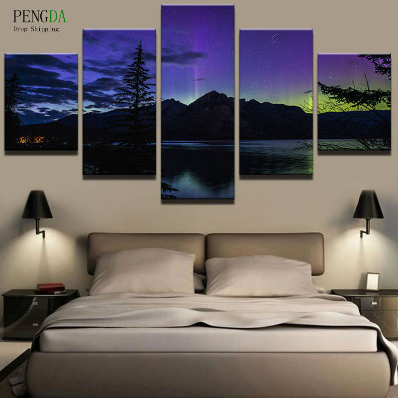 PENGDA Canvas Painting Style Wall Pictures For Living Room Wall Art Frames 5 Panel Beautiful Landscape Moder Decor Paintings