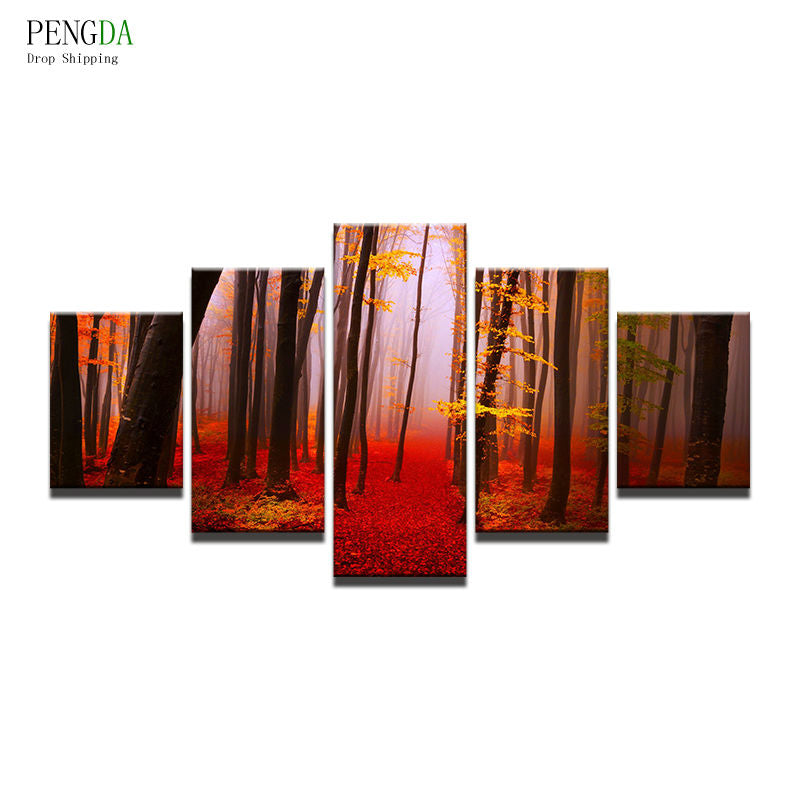 PENGDA Wall Art Canvas Painting Style Wall Pictures For Living Room Frames 5 Panel Tree Landscape Moder Decoration Paintings