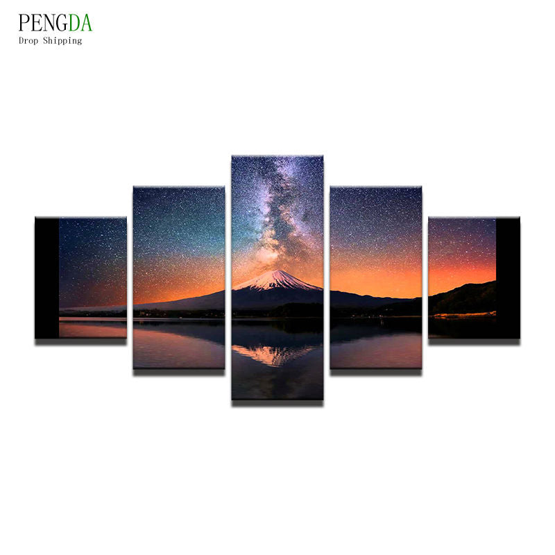 PENGDA Wall Pictures 5 Panel Landscape Canvas Wall Art Canvas Painting For Living Room HD Print Modern Frames For Paintings