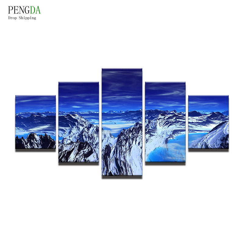 PENGDA Cuadros 5 Panel Frame Winter Landscape Canvas Painting Modular Pictures Wall Art Abstract Decorative Wall For Living Room