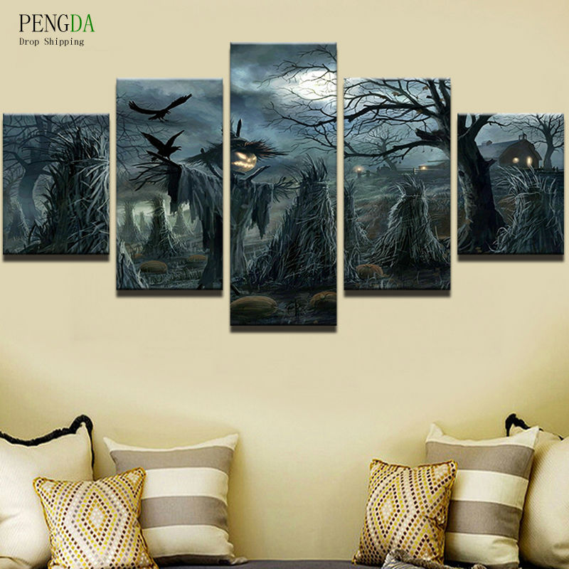 PENGDA Pictures HD Print Canvas Painting On 5 Panel Scarecrows Oil Paintings Wall For Living Room Cuadros Frames Picture