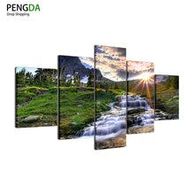Load image into Gallery viewer, Home Decor Print Canvas Oil Painting Vintage Wall Art Canvas Painting 5 Panel PENGDA Waterfall Wall Picture For Living Room Deco
