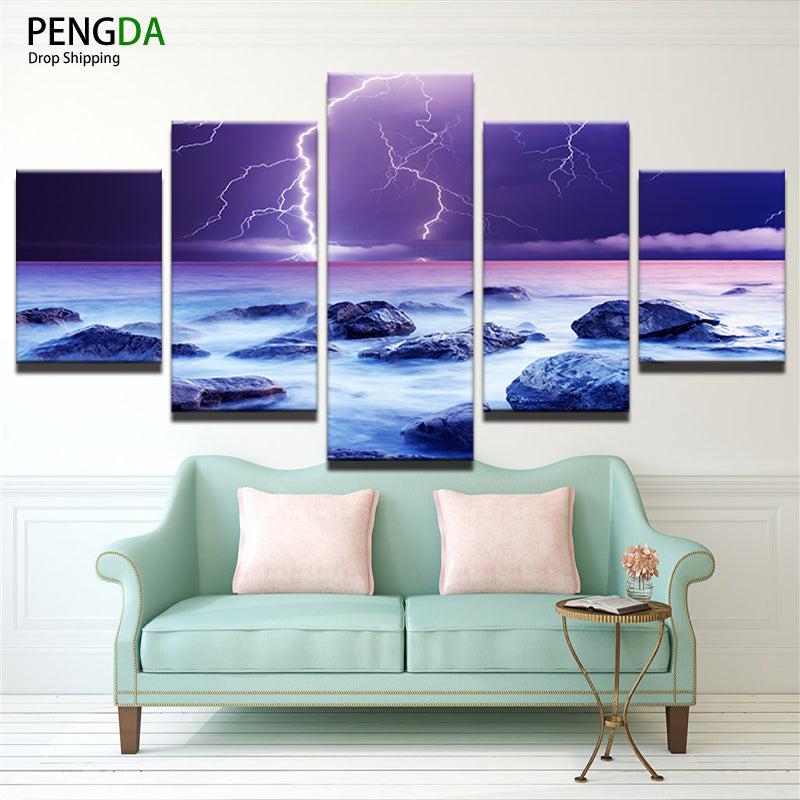 Wall Canvas Art Print Painting Poster Wall Modular Picture For Home Decoration 5 Panel PENGDA Seaview Painting Kids Room