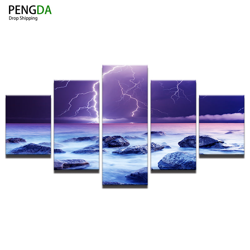 Wall Canvas Art Print Painting Poster Wall Modular Picture For Home Decoration 5 Panel PENGDA Seaview Painting Kids Room