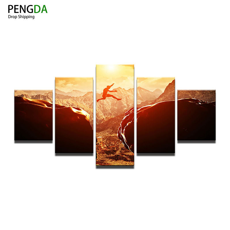 Mordern Canvas Painting Frame Art Poster Wall Modular Picture 5 Pcs Sunset Landscape Home Decor Print On Canvas For Living Room