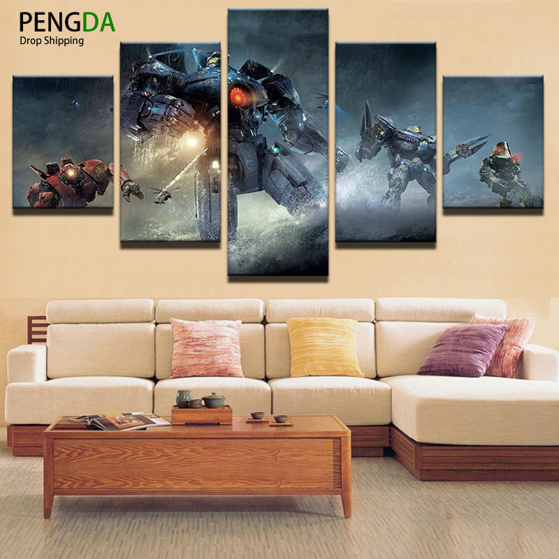 Abstract Canvas Painting Wall Art Oil Poster Modular Pictures 5 Piece Animal Horse Wall Picture For Living Room Decoration