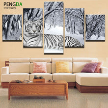 Load image into Gallery viewer, Home Decor Print Canvas Oil Painting Vintage Wall Art Canvas Painting Wall Modular Picture 5 Panel Animal Tiger For Living Room
