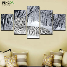 Load image into Gallery viewer, Home Decor Print Canvas Oil Painting Vintage Wall Art Canvas Painting Wall Modular Picture 5 Panel Animal Tiger For Living Room
