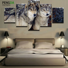 Load image into Gallery viewer, Decoration Modular Pictures Vintage Home Decor 5 Panel Animal Wolves Paintings On Canvas Posters And Prints Pictures On The Wall
