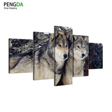 Load image into Gallery viewer, Decoration Modular Pictures Vintage Home Decor 5 Panel Animal Wolves Paintings On Canvas Posters And Prints Pictures On The Wall
