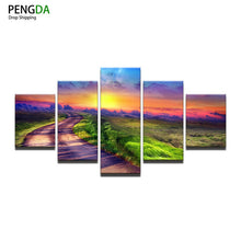 Load image into Gallery viewer, Printed Modular Picture Large Canvas Painting For Bedroom 5 Pieces Sunrise Landscape Living Room Home Wall Art Decoration
