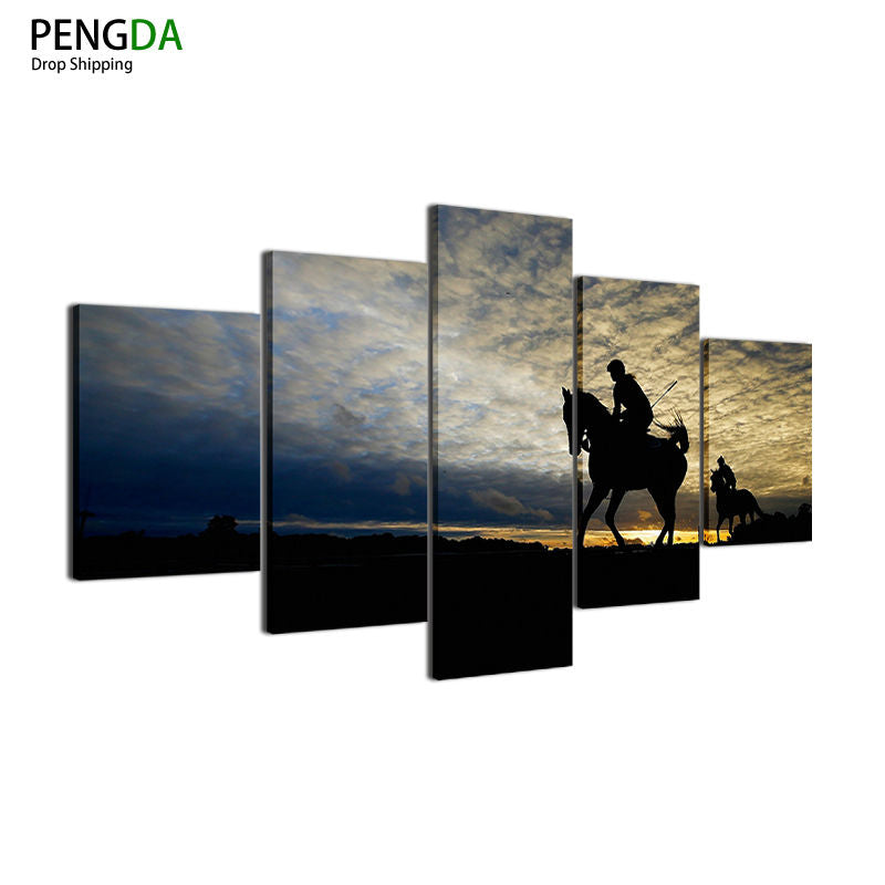 Mordern Canvas Painting Frame 5 Panel Sunset Landscape Art Poster Wall Modular Picture Home Deco Print On Canvas For Living Room