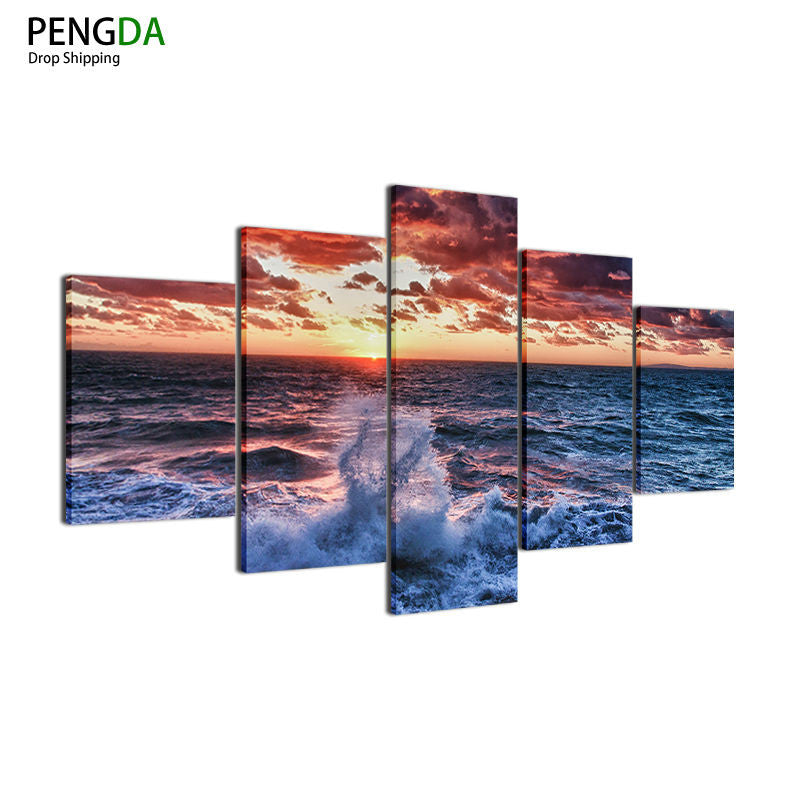 Wall Pictures For Living Room Cuadros 5 Piece Seaview Nordic Decor New Wall Art Canvas Painting Cuadros Modular Picture Poster