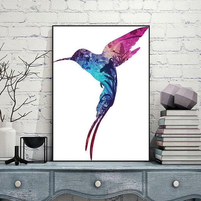 Hummingbird Minimalist Abstract Canvas Painting Animals Wall Art Oil Poster Wall Pictures For Living Room No Frame Home Decor