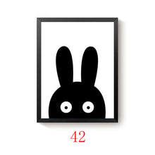 Load image into Gallery viewer, Modern Minimalist Nordic Black White Kawaii Animals Large Art Prints Poster Kids Room Home Decor Wall Picture Canvas Painting
