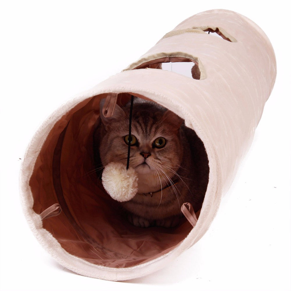 Pet Tunnel with Ball Cat Play Tunnel Funny  Cat Long Tunnel Kitten Play Toy Collapsible Bulk Cat Toys PlayTunnel 2 Holes