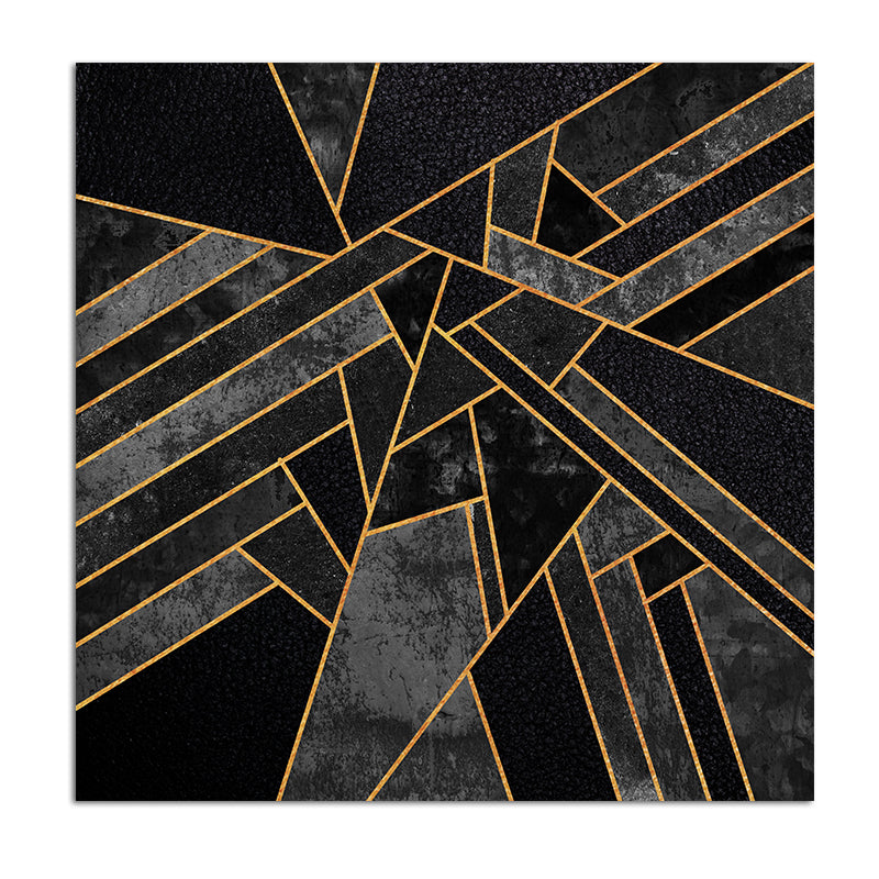 Cuadro Decoration King Size Abstract Geometric Black Golden Canvas Print Painting Poster, Wall Pictures For Hotel Restaurant