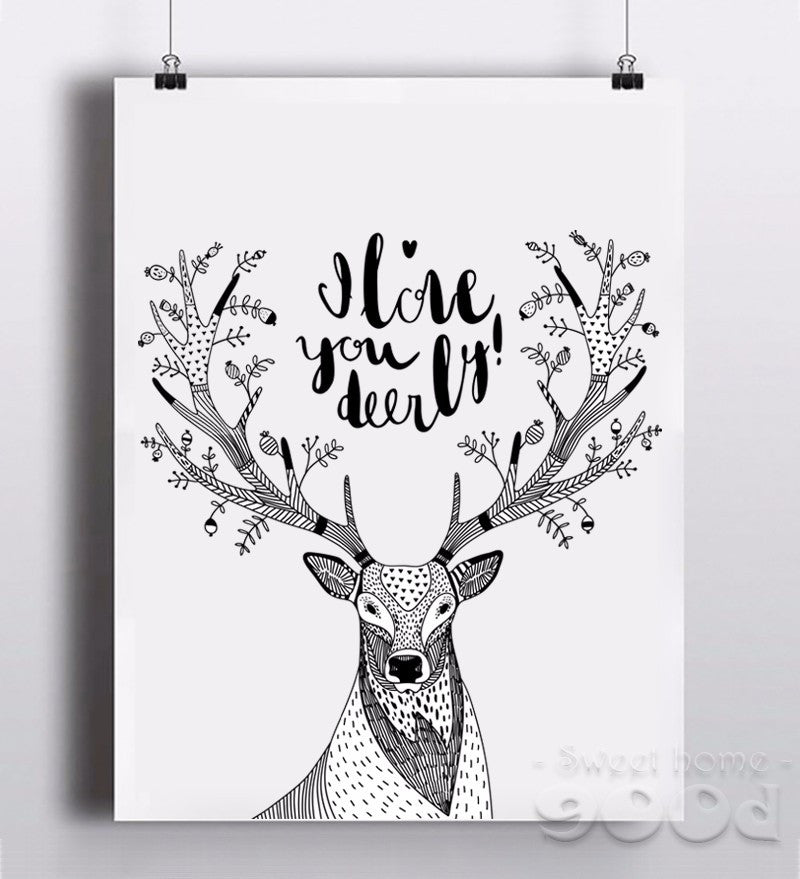 Deer Sketch Canvas Art Print Painting Poster, Wall Pictures for Home Decoration, Home Decor S003