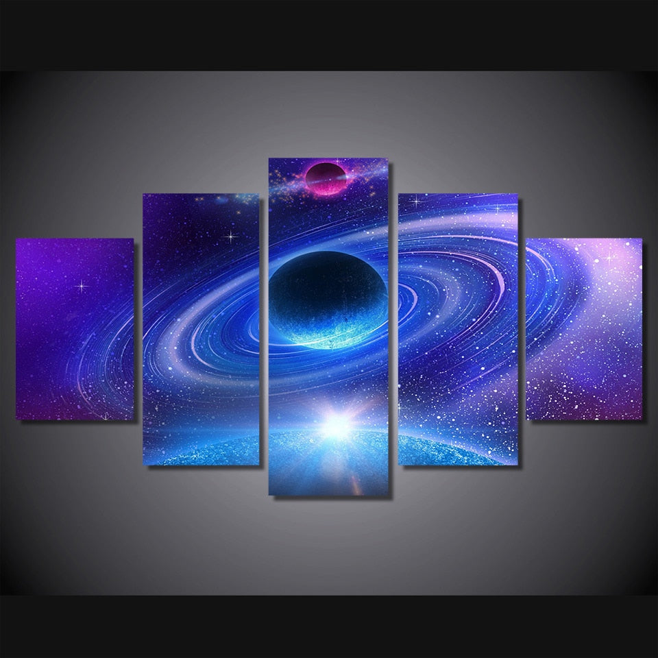 wall art canvas painting universe space planet starry sky 5 piece HD Printed wall art picture for living room decoration ny-6135