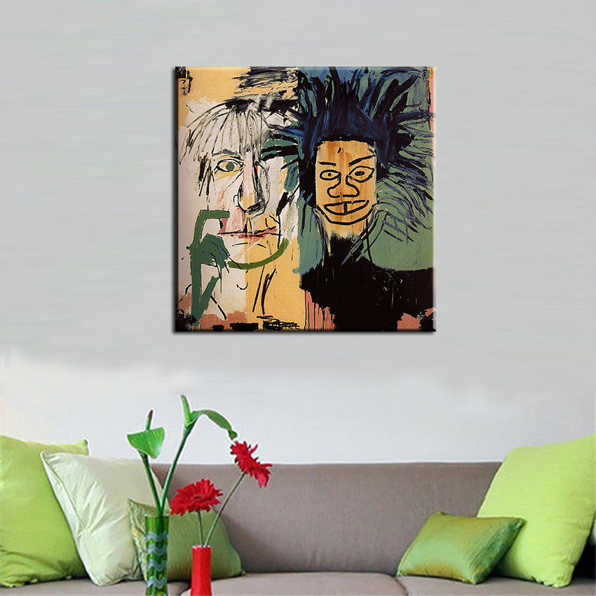 Wall Pictures For Living Room Free Shipping, Jean Michel Basquiat Decoration Painting, Dos-cabezas - Famous Artist Reproduction