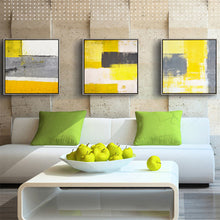 Load image into Gallery viewer, 2017 Triptych Modern Abstract POP Yellow Gray Minimalist Decoration Canvas Painting Wall Picture For Living Room Home Decor
