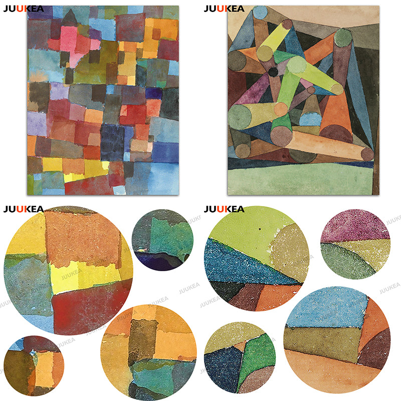The Color Piece Coupling Geometric Abstract Arts by Paul Klee, Canvas Print Painting Poster Wall Picture For Living Room Home