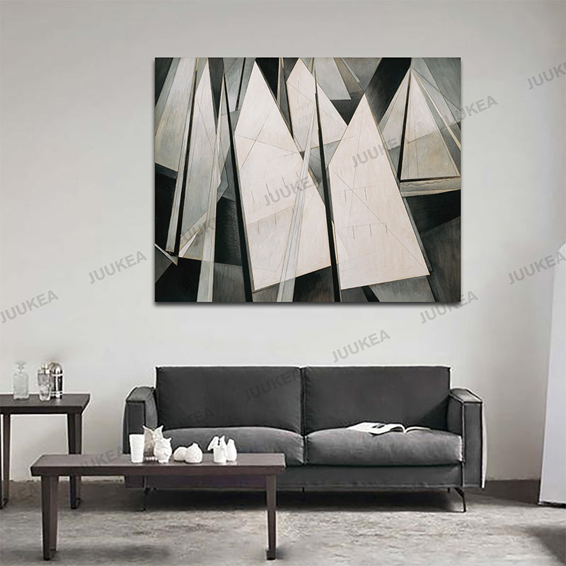 Charles Demuth Sails Black White Abstract Canvas Art Print Painting Poster, 40x50cm Wall Picture For Home Decoration, Wall Decor