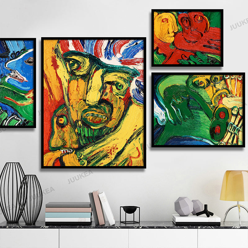 4 Pcs Wild Abstract Modern Oil Painting Canvas Art Print Painting Poster, Wall Picture For Living Room, Home Decor 40x50cm