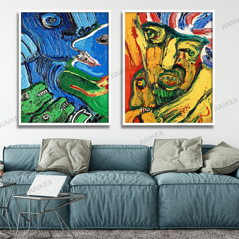 4 Pcs Wild Abstract Modern Oil Painting Canvas Art Print Painting Poster, Wall Picture For Living Room, Home Decor 40x50cm
