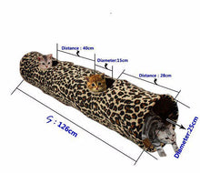 Load image into Gallery viewer, New Pet Tunnel Bulk Cat Toys Cat Tunnel Leopard Print Crinkly Cat Fun 2 Holes Long Tunnel Kitten Toys Rabbit Play Tunnel
