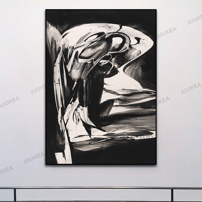 Black White Crazy Abstract Canvas Art Print Painting, Home Decor Painting & Calligraphy Wall Posters For Living Room Wall Decor