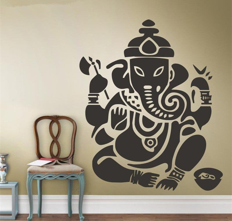Three Elephant  Wall Decals India Mandala Buddha OM Vinyl Bedroom Wall Stickers Elaphant Mandala Symbol Mural CW-69