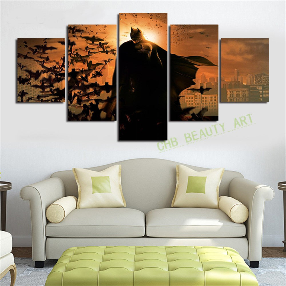 5 Piece Printed Batman Movie Poster Group Painting children's room decor print poster picture canvas Unframed