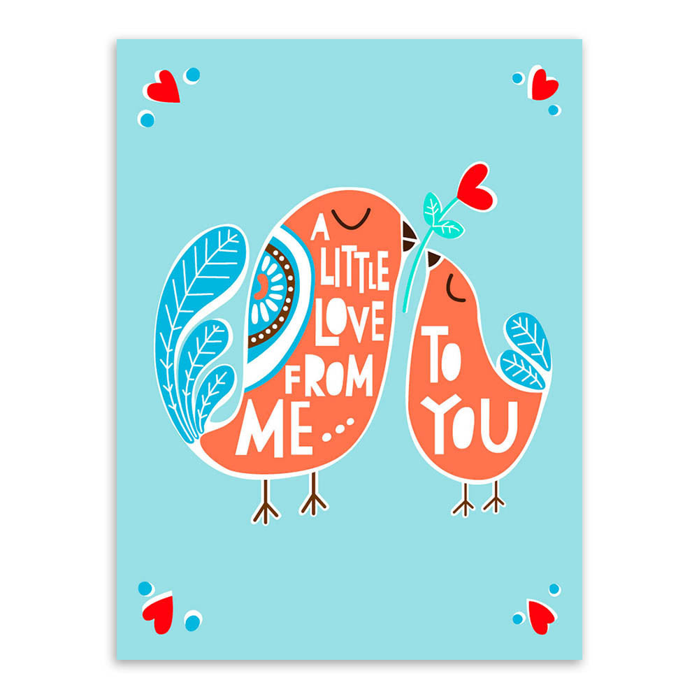 Modern Kawaii Triptych Animal Bird Love Quotes Canvas Art Print Poster Nursery Wall Picture Painting Wedding Decoration No Frame