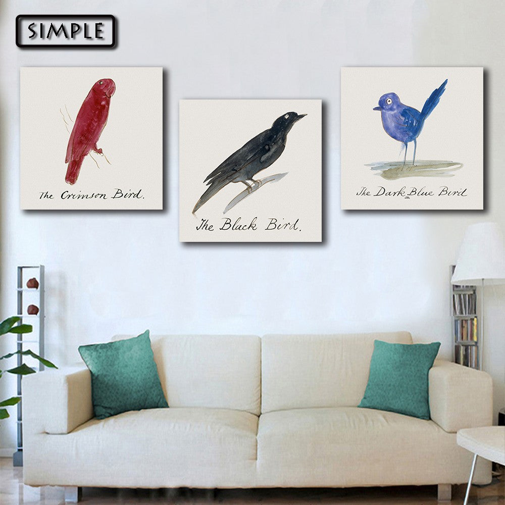 Oil Painting Canvas Cartoon Cute Birds Art Decoration Painting Home Decor Modern Wall Pictures For Living Room (2PCS)