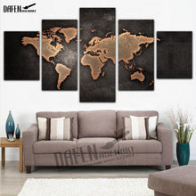 Load image into Gallery viewer, 5 Pieces Buddha Canvas Wall Art Vintage Black World Map Print Painting Wall Art Home Decor for Living Room Framed Ready to Hang
