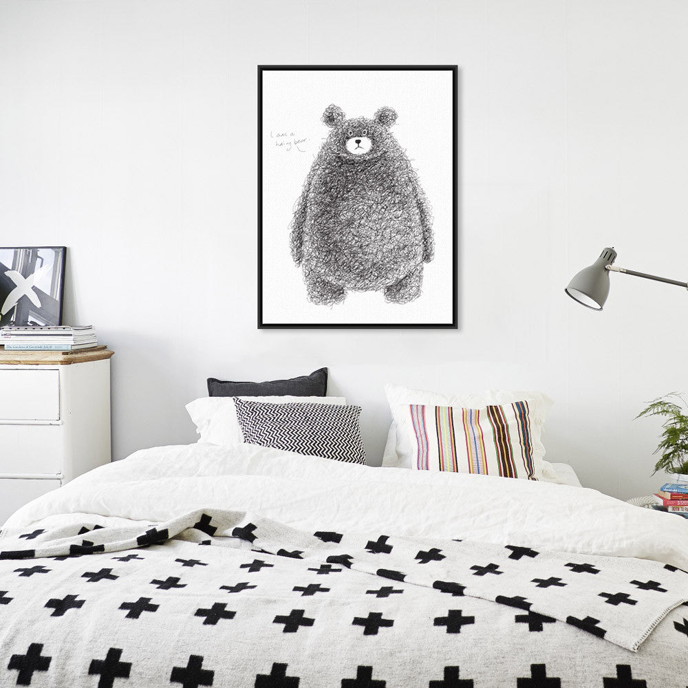 Nordic Minimalist Black White Animal Kawaii Bear Art Print Poster Abstract Wall Picture Canvas Painting No Frame Kids Room Decor