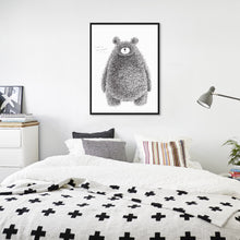 Load image into Gallery viewer, Nordic Minimalist Black White Animal Kawaii Bear Art Print Poster Abstract Wall Picture Canvas Painting No Frame Kids Room Decor
