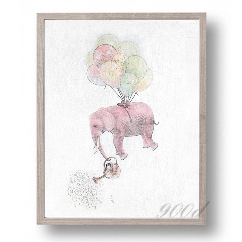 Elephant with Balloon Sketch Canvas Art Print Painting Poster,  Wall Pictures for Home Decoration, Home Decor Ye15-2