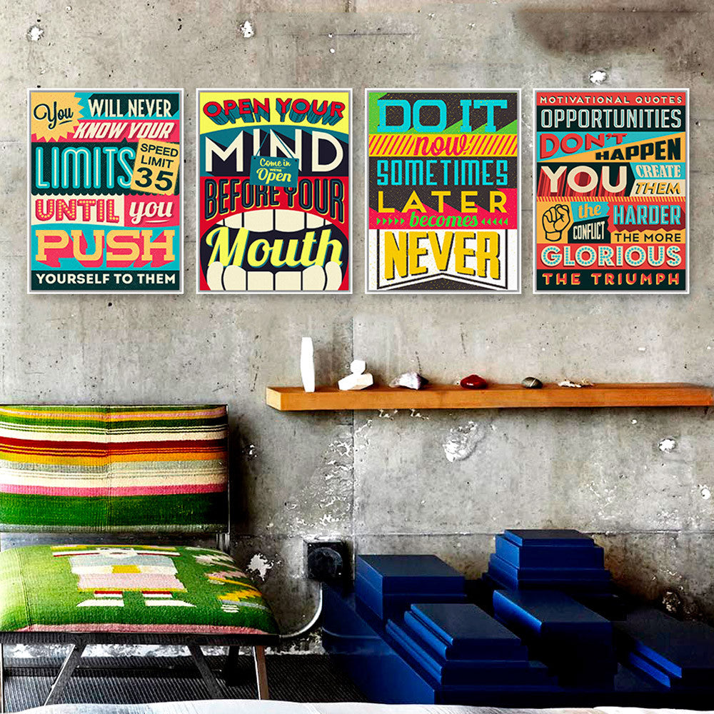 Motivational Typography Quotes Vintage Retro A4 Large Art Print Poster Inspiration Wall Picture Canvas Painting Bar Office Decor