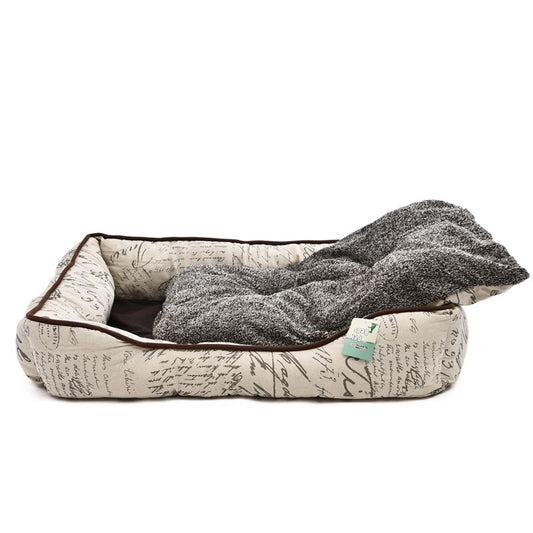 High Quality Luxury Pet Bed Letter Gray Square Dog Kennel Super Soft Warm Thick Bed For Cat Pet Nest Pet Supplies Large Dog Beds