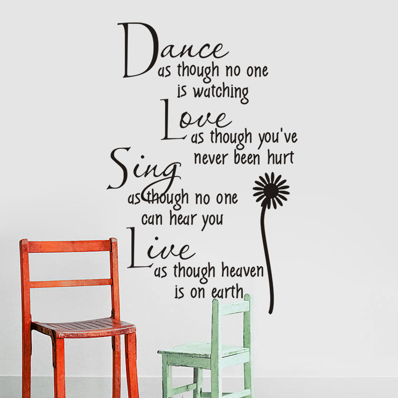 dance as though no one is watching love quote wall decals zooyoo2008 removable pvc wall stickers home decor bedroom diy wall art