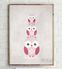 Load image into Gallery viewer, Vintage Carton Owls Canvas Art Print Painting Poster,  Wall Pictures for Home Decoration, Nursery Home Decor YE60
