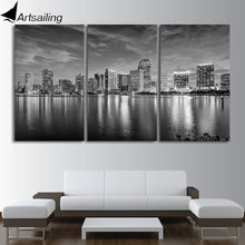 Load image into Gallery viewer, 3 Piece HD Printed Canvas Painting Miami landscape Black and White Posters and Prints Wall Pictures For Living Room CU-2715D
