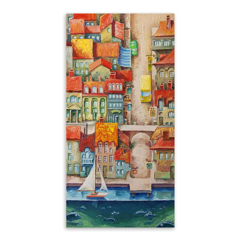 Modern Colorful Fantasy City Cartoon A4 Large Art Print Poster Abstract Wall Picture Canvas Oil Painting No Frame Kids Room Deco